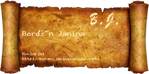 Berán Janina névjegykártya